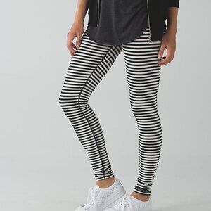 Lululemon Wunder Under Pant Legging Size 4 Narrow Bold Stripe Black